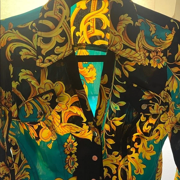 Cache Black and Teal Long Sleeve Top - Picture 2 of 5